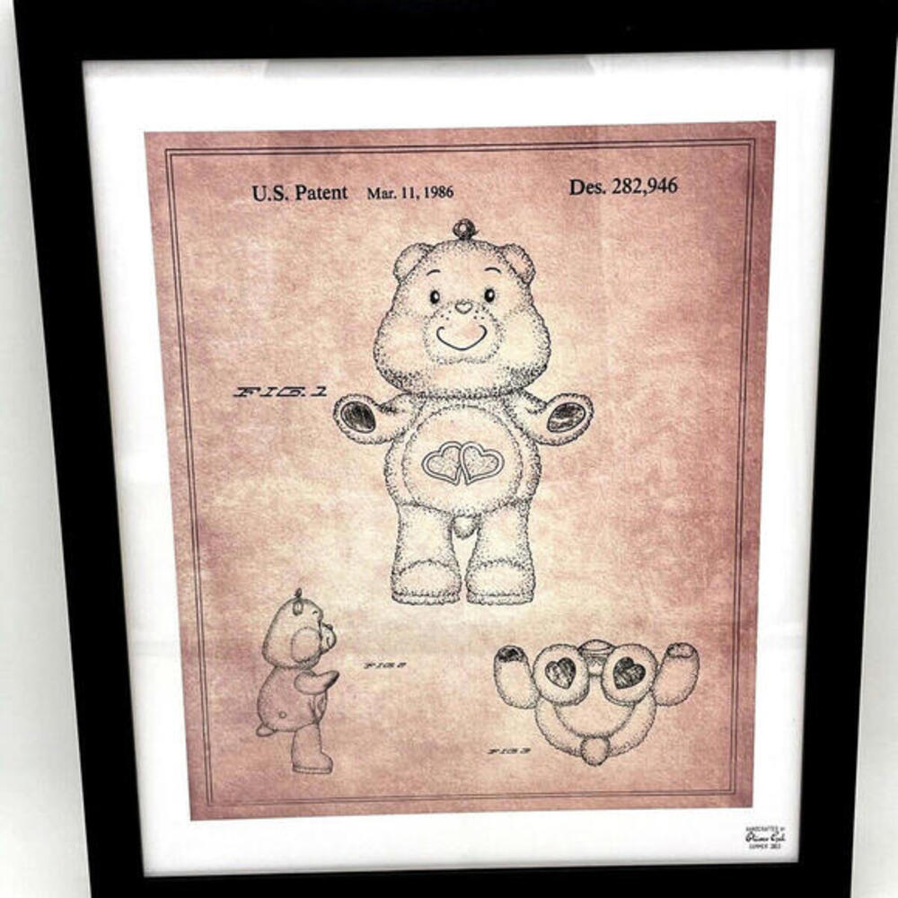 Care Bears Love-A-Lot Bear Oliver Gal Blueprint Framed Art Print 17x20 2013